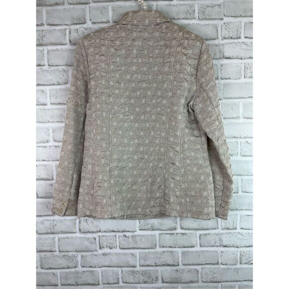 Croft and Borrow Women's Champange Crinkle Pattern Blazer Jacket Size Small - Picture 2 of 8
